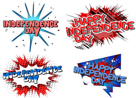 Vector illustrated banner, greeting card set for Independence Day.のイラスト素材