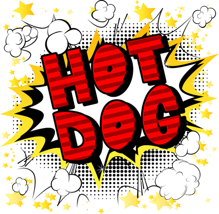 Hot Dog - Comic book style phrase on abstract background.のイラスト素材