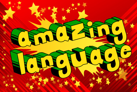 Amazing Language - Comic book word on abstract background.のイラスト素材