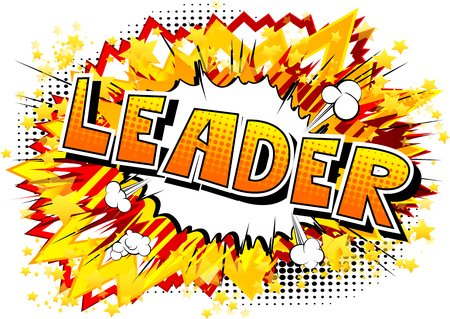 Leader - Comic book style word on abstract background.のイラスト素材