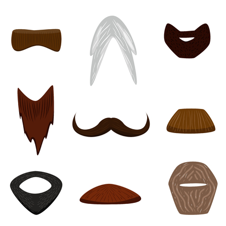 Vector illustrated cartoon facial hair set isolated on white background.のイラスト素材