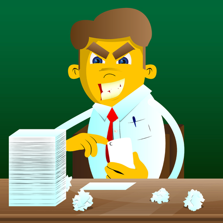 Yellow man using a mobile phone. Vector cartoon illustration.のイラスト素材