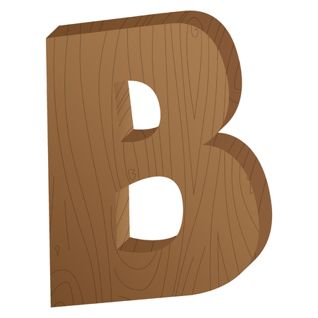 Vector abstract wooden letter B, second letter from cartoon style alphabet.のイラスト素材
