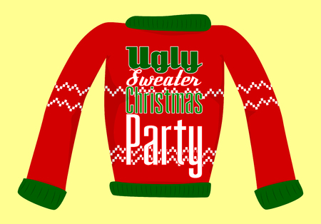 Ugly Christmas Sweater Party postcard or invitation.のイラスト素材
