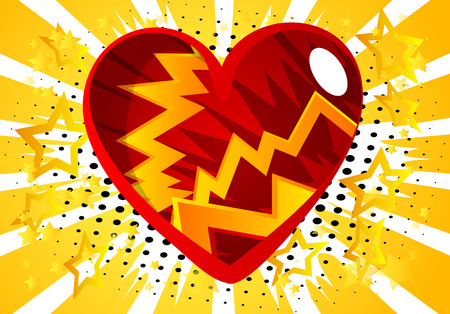 Vector illustrated comic book style heart, abstract love symbol. Icon, sign or emblem for graphic and web design.のイラスト素材