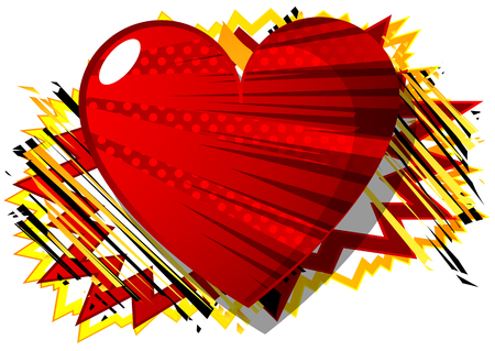 Vector illustrated comic book style heart, abstract love symbol. Icon, sign or emblem for graphic and web design.のイラスト素材