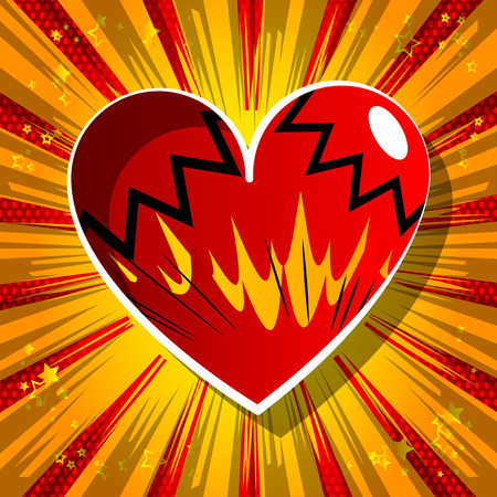 Vector illustrated comic book style heart, abstract love symbol. Icon, sign or emblem for graphic and web design.のイラスト素材