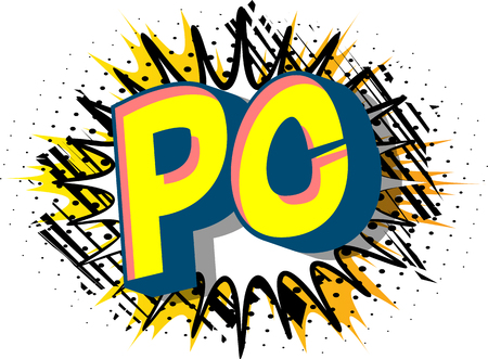 PC (Acronym which stands for Personal Computer) - Vector illustrated comic book style phrase on abstract background.のイラスト素材