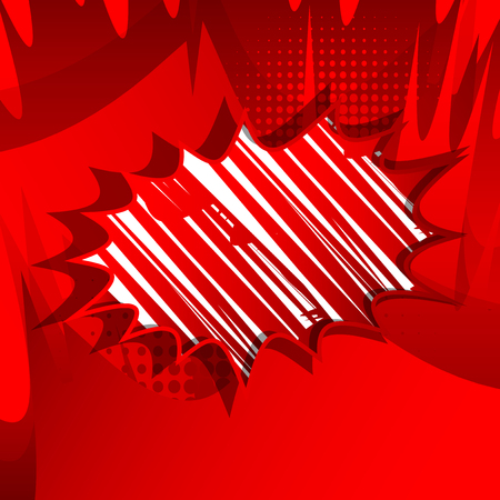 Vector illustrated retro comic book background with big colorful explosion bubble, pop art vintage style backdrop.のイラスト素材