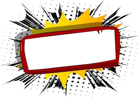 Vector cartoon blank paper on board. Illustrated blank sign on comic book background.のイラスト素材