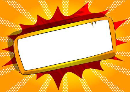 Vector cartoon blank paper on board. Illustrated blank sign on comic book background.のイラスト素材