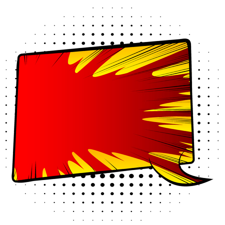 Vector illustrated retro comic book background with big colorful speech bubble, pop art vintage style backdrop.のイラスト素材