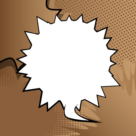 Vector illustrated retro comic book background with big blank speech bubble, pop art vintage style backdrop.のイラスト素材