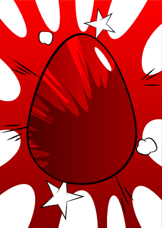 Vector cartoon red Easter egg. Illustrated holiday sign on comic book background.のイラスト素材