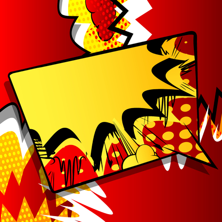 Vector illustrated retro comic book background with big colorful speech bubble, pop art vintage style backdrop.のイラスト素材