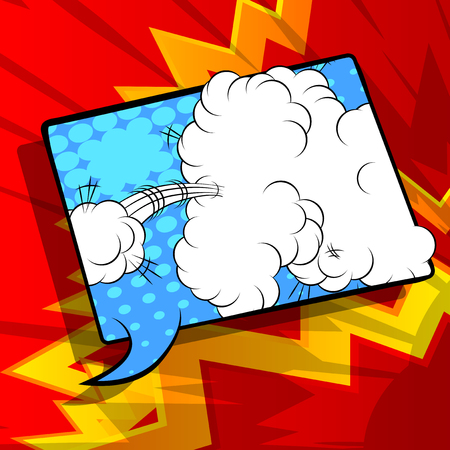 Vector illustrated retro comic book background with big colorful speech bubble, pop art vintage style backdrop.のイラスト素材