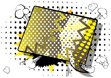 Vector illustrated retro comic book background with big colorful speech bubble isolated on white background, pop art vintage style backdrop.のイラスト素材