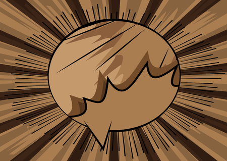 Vector illustrated retro comic book background with big colorful speech bubble, pop art vintage style backdrop.のイラスト素材