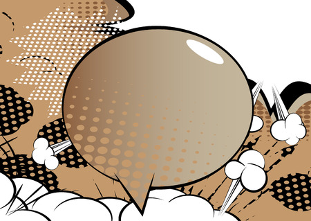 Vector illustrated retro comic book background with big colored speech bubble, pop art vintage style backdrop.のイラスト素材
