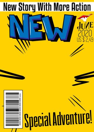 Editable comic book cover with simple explosion background. Vector illustration.
