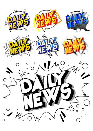 Daily News - Comic book style word on abstract background.のイラスト素材
