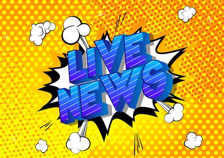 Live News - Comic book style word on abstract background.のイラスト素材