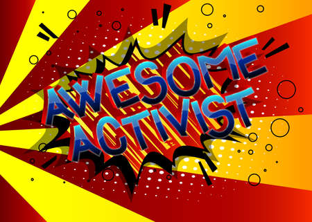 Awesome Comic book style cartoon words on abstract comics background.