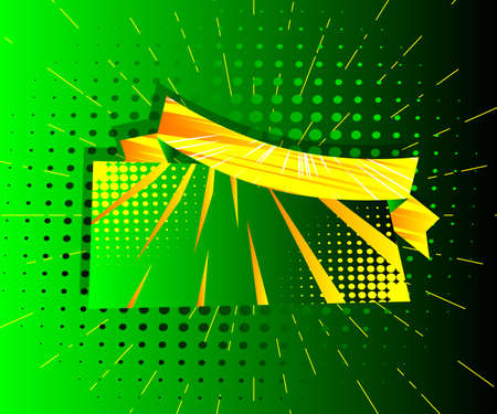 Comic book design colored background with banner and ribbon. Cartoon illustration. Vector comics backdrop.のイラスト素材