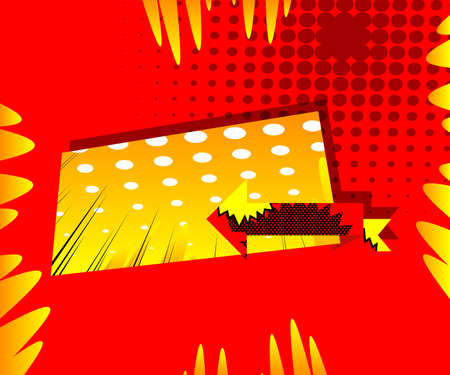 Comic book design colored background with banner and ribbon. Cartoon illustration. Vector comics backdrop.のイラスト素材