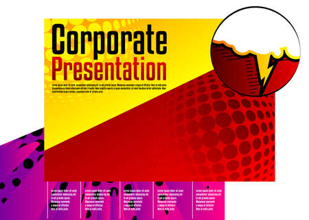 Comic book business presentation template. Vector graphic for company presentation slide, corporate annual report, banners and web design with cartoon elements.のイラスト素材