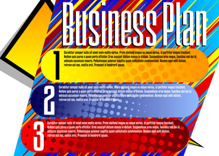 Comic book business presentation template. Vector graphic for company presentation slide, corporate annual report, banners and web design with cartoon elements.のイラスト素材