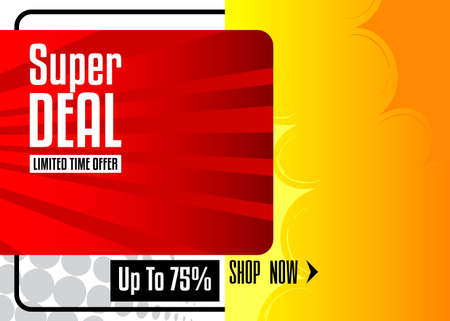 Comic book sale social media post design. Cartoon colored poster template. Vector comics premium backdrop illustration.のイラスト素材