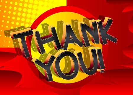 Thank You Comic book style cartoon words on abstract comics background.のイラスト素材