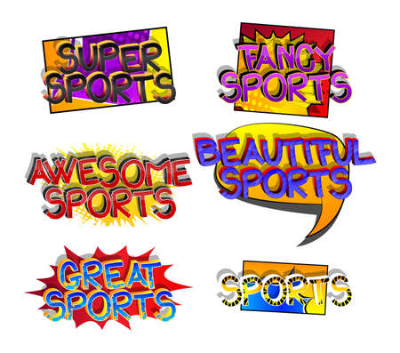 Sports Comic book style cartoon words on abstract comics background.のイラスト素材