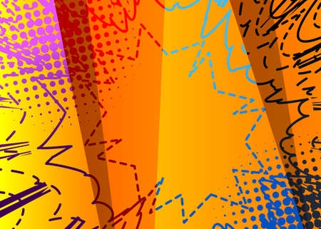 Comic book abstract dirty colored background design. Cartoon illustration. Vector comics backdrop.
