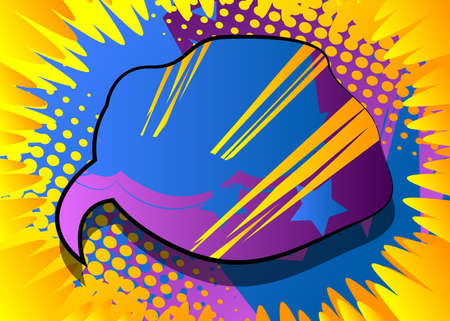 Comic book speech bubble filled with vibrant colors. Talk icon. Cartoon dialogue vector design element. Chat symbol template. Quotation balloon sticker silhouette.のイラスト素材