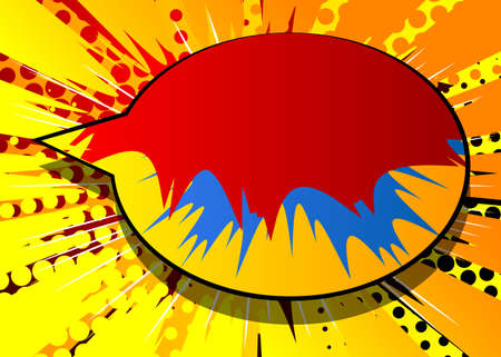 Comic book speech bubble filled with vibrant colors. Talk icon. Cartoon dialogue vector design element. Chat symbol template. Quotation balloon sticker silhouette.のイラスト素材