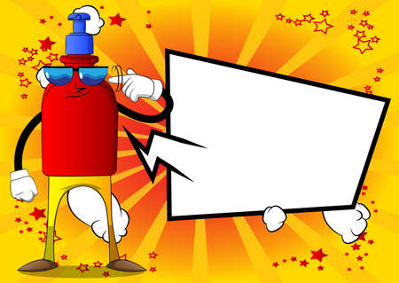 Cartoon bottle of hand sanitizer gel for hygiene with face shows a you're nuts gesture by twisting his finger around his temple.のイラスト素材