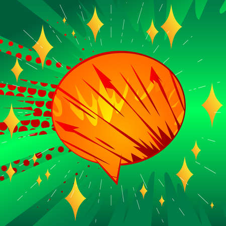 Comic book speech bubble with abstract colorful pattern. Talk icon. Cartoon dialogue vector design...