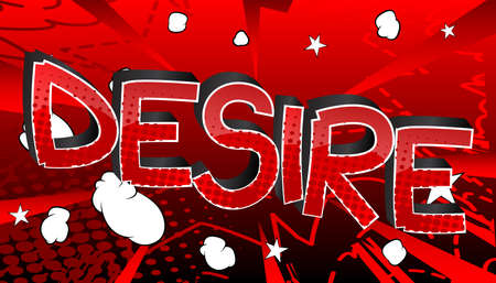Desire Comic book style cartoon words on abstract colorful comics background.のイラスト素材