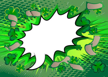 Luck related comic book background, banner, template, poster. Cartoon style explosion background with clower. Space for your text.のイラスト素材