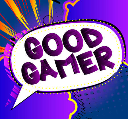 Pc or Console gaming, Gamer related words, quote on Comic book style background. Poster, banner, template. Cartoon explosion expression. Vector illustrated.のイラスト素材