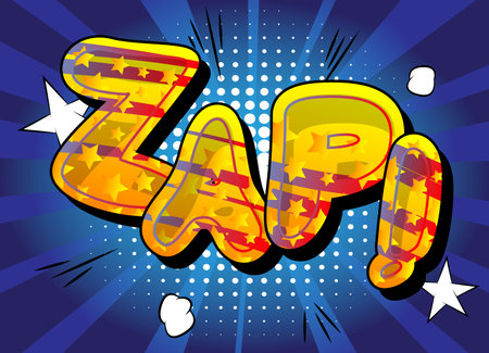 Comic book Zap word effect on bright  abstract background. Vector cartoon illustration in retro pop art style.  Comics text sound effects.Comic book Zap word effect on bright  abstract background. Vector cartoon illustration in retro pop art style.  Comics text sound effects.のイラスト素材