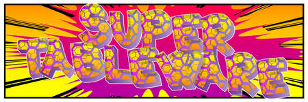 Super Tablewear - Comic book style text. Restaurant event related words, quote on colorful...