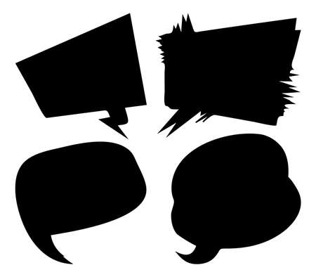 Simple black comic book style background elements set isolated on white. Collection of vector illustrated abstract backdrop design pattern.のイラスト素材