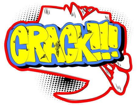 Crack - Comics word. Vector retro abstract comic book speech bubble, wording sound effect, cartoon style text typography design for background.のイラスト素材