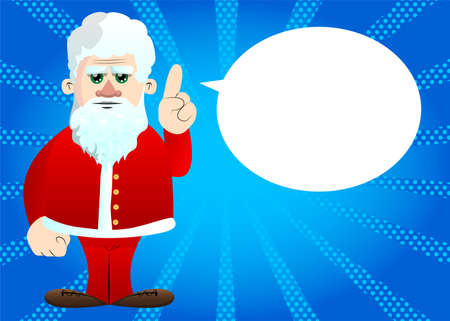 Santa Claus in his red clothes with white beard making a point. Vector cartoon character illustration.のイラスト素材