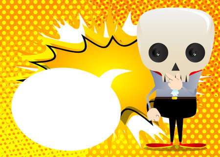 Kids dressed for Halloween holding finger front of his mouth. Vector cartoon character illustration of kids ready to Trick or Treat.のイラスト素材