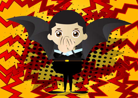 Kids dressed for Halloween with hands over mouth. Vector cartoon character illustration of kids ready to Trick or Treat.のイラスト素材