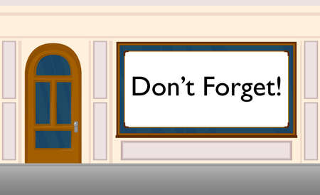 Don't forget text with front door background. Bar, Cafe or drink establishment front with poster.のイラスト素材